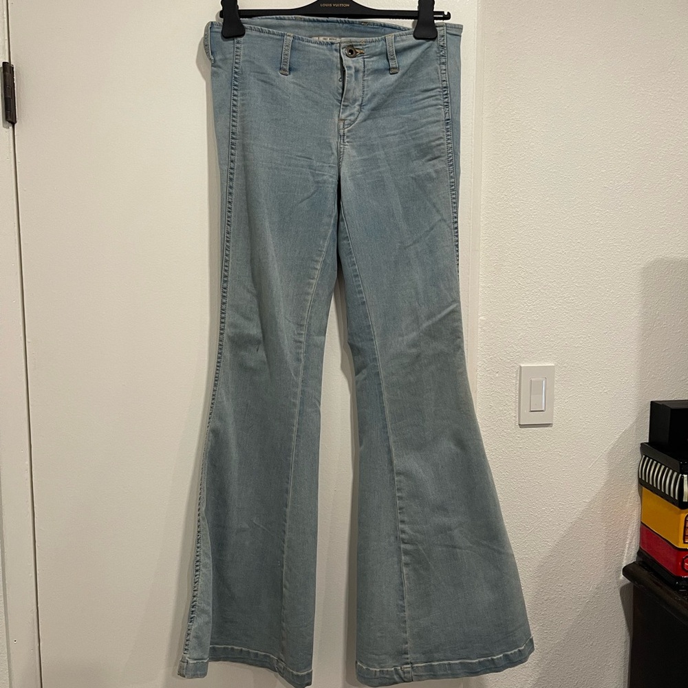 Free People Denim Flare Jeans in Light Blue